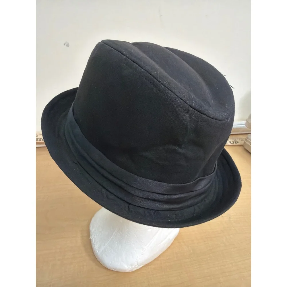 Classic Black Fedora Hat Pleated Band Structured Dress Hat Style S138